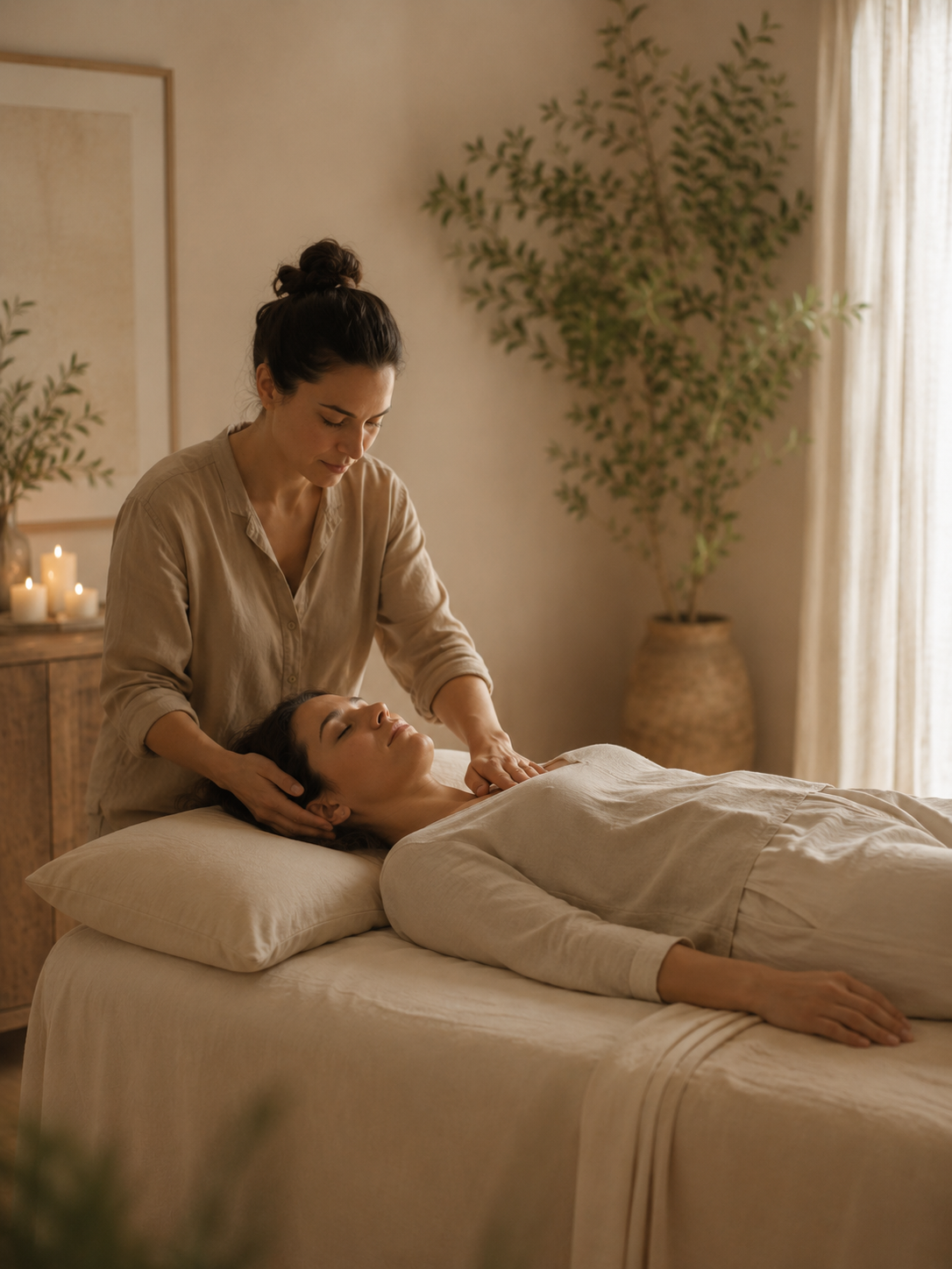 Craniosacral therapy session.